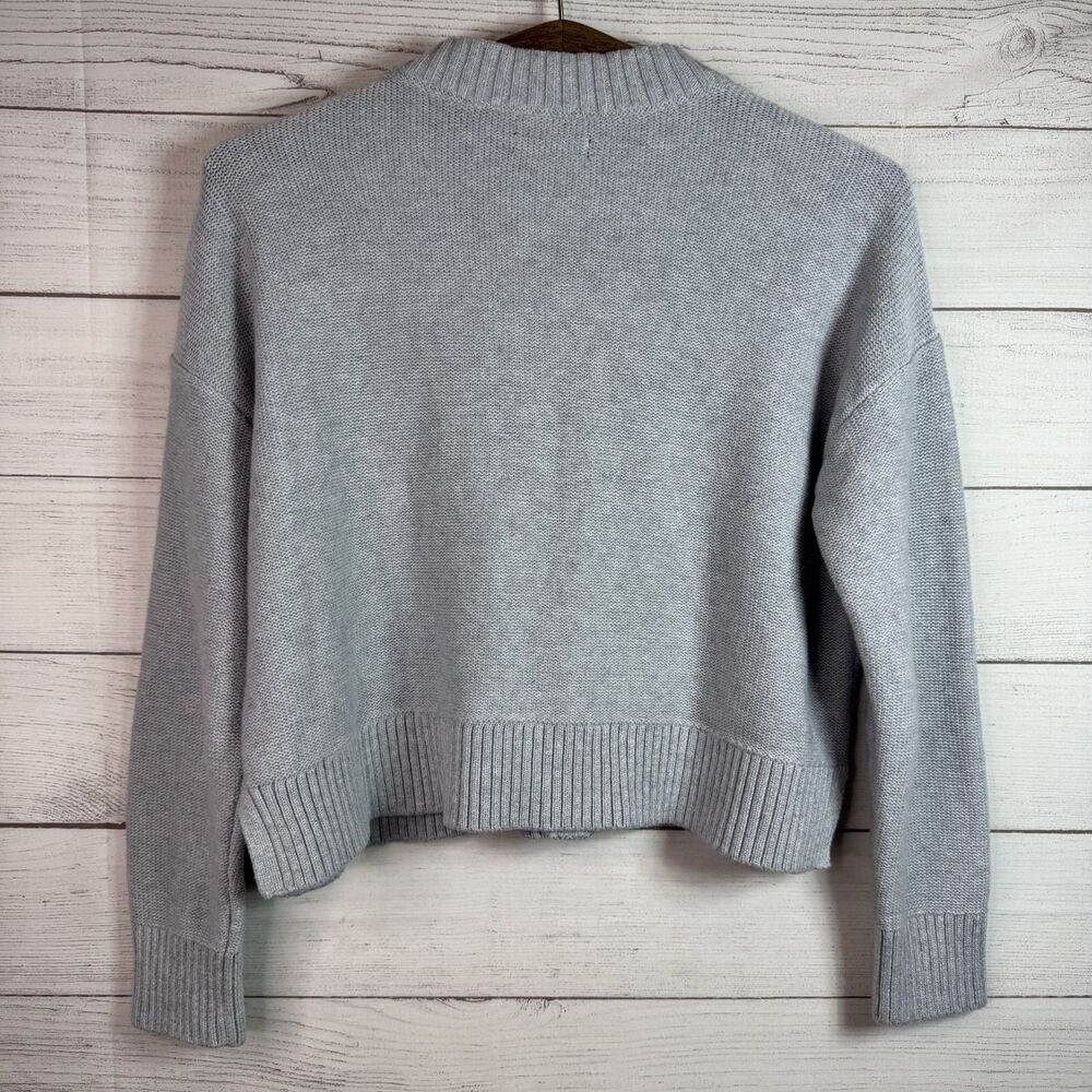 Quince Women 100% Organic Cotton Cropped Button Cardigan Gray Size XS - Picture 6 of 8